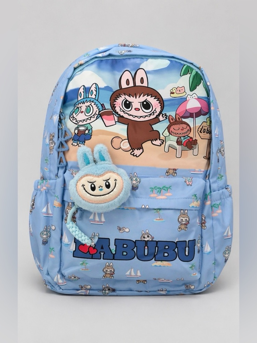 Labubu Cartoon Kids Backpack Bag w/ Plush Charm Cute Mini Backpack Lightweight